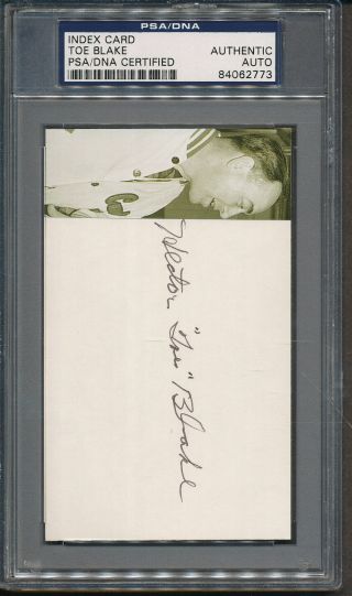 Hector Toe Blake Signed Index Card Psa/dna Certified Authentic Autograph 2773