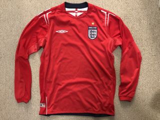 Enlgand Umbro Soccer Jersey 2004 - 2006 Red Long Sleeve Size Medium