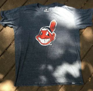 Fanatics Cleveland Indians Navy Vintage T Shirt Mlb Chief Wahoo Sz Xl