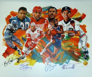 Blowout - Autographed Detroit Sports Lithograph - Yzerman,  Sanders Trammell