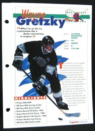 1994 Wayne Gretzky Kings Oilers Sports Heroes Feats & Facts Hockey Champions
