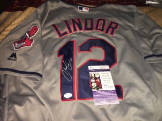 Francisco Lindor Cleveland Indians Signed Jersey Jsa