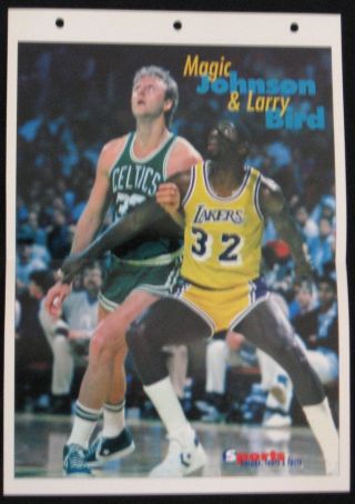 1994 Magic & Larry Poster Page Sports Heroes Feats & Facts Basketball Champions.