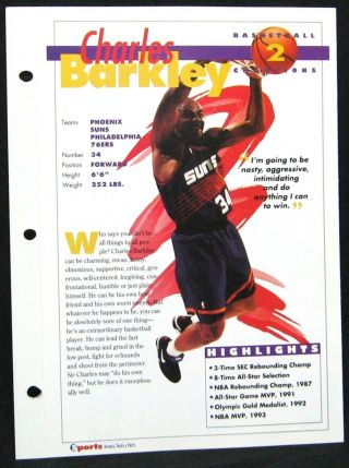 1994 Charles Barkley Suns,  76er Sports Heroes Feats & Facts Basketball Champions