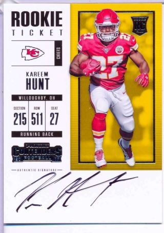 2017 Panini Contenders Kareem Hunt Signed Auto Autograph Rookie Ticket Z463