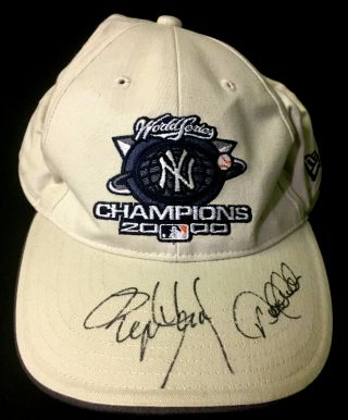 Derek Jeter Roger Clemens Signed York Yankees 2000 World Series Mlb Hat Jsa