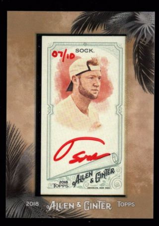 Jack Sock /10 Auto Red Ink 2018 Topps Allen & Ginter Mini Framed Autograph