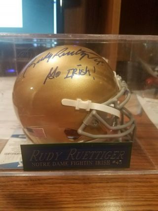 Notre Dame Signed Helmet Beckett Authenticated Rudy Ruettiger