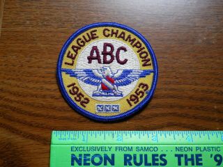 Vintage,  Abc,  1952 - 1953 League Champion,  Embroidered Bowling Patch