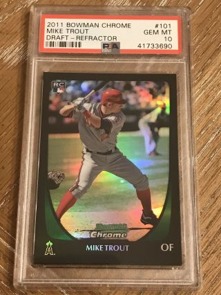 2011 Bowman Chrome Draft Refractor 101 Mike Trout Rookie Card Psa 10 Angels Mvp