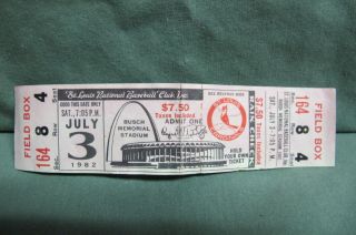 July 3 1982 St Louis Cardinals Baseball Full Ticket
