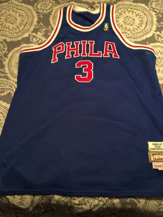 100 Authentic Mitchell & Ness Allen Iverson Sixers 50th An Jersey Size 54