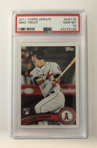 Psa 10 Gem - 2011 Topps Update Mike Trout Rookie Card Rc Us175