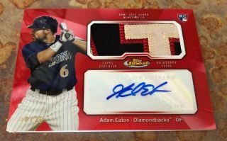 Adam Eaton Rc 2013 Topps Finest Rookie Auto /25 Jersey Red Refractor Sick Patch