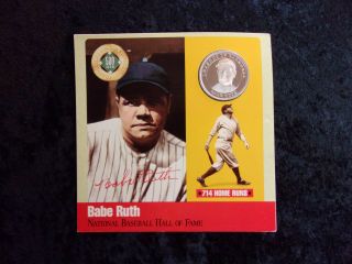 1990 Babe Ruth Baseball Hall Of Fame 500 Hr Club.  99 Silver Proof Coin Card