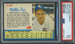 1962 Post Cereal 47 Nellie Fox White Sox Psa 7 Hand Cut