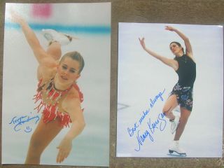 1994 Olympic Figure Skaters Tonya Harding And Nancy Kerrigan Autograph Photos