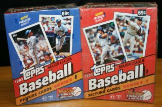 2 Boxes 1993 Topps Baseball Cards Series 1,  2 Gold Jeter Rookie? (16