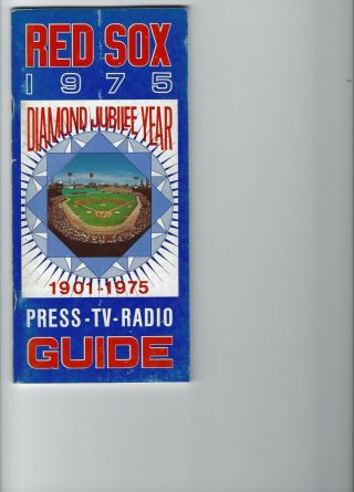 1975 Boston Red Sox Official Press Media Tv Radio Guide Mlb Major League