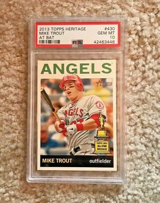 Psa 10 Mike Trout 2013 Topps Heritage Action Variation Rookie Card (rc) 430