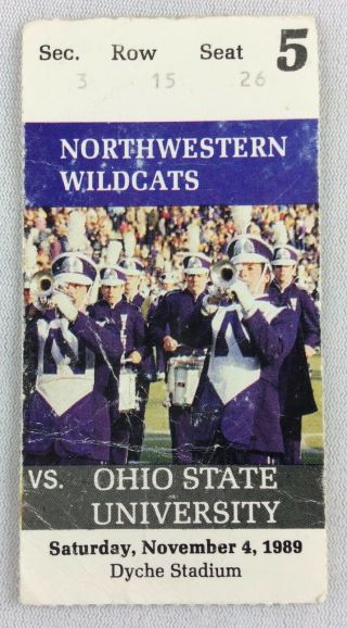 Cfb 1989 11/04 Ohio State At Northwestern Wildcats Ticket Stub - Kirk Herbstreit