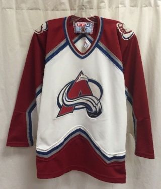 Vintage Colorado Avalanche Ccm Nhl Hockey Jersey Size Medium White Red