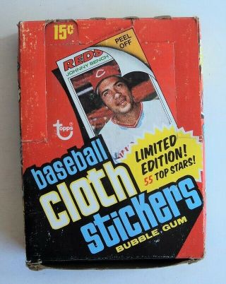 1977 Topps Cloth Test Issue Display Box Reds Johnny Bench - Flash