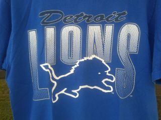 Detroit Lions (Mens Large) Blue Vintage Retro TShirt NFL Old School Logo 2