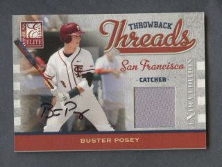 2009 Donruss Elite Throwback Threads Buster Posey Giants Rc Jersey Auto /25