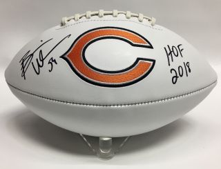 Brian Urlacher Autographed Chicago Bears Logo Ball W/hof 2018 Insc & Beckett
