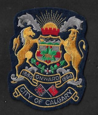 Crest: City Of Calgary Coat Of Arms,  Color,  4 " X 5 1/4 " Material,  Alberta Canada