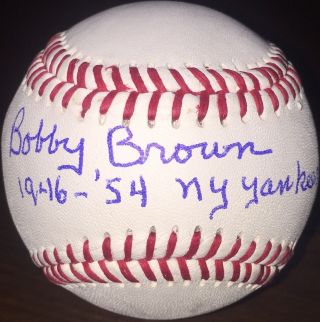Bobby Brown Signed Autographed Baseball W/coa 1946 - 54 York Yankees