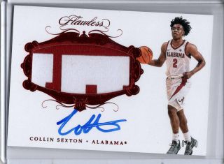 Collin Sexton Auto Jersey Logo Patch Rc /20 2018 - 19 Panini Flawless Ruby Sp Cavs