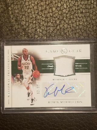 Khris Middleton 2018 - 19 National Treasures Game Gear Jersey Auto Ed 63/99