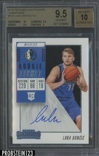 2018 - 19 Contenders Rookie Ticket Variation Luka Doncic Rc Auto Sp Bgs 9.  5