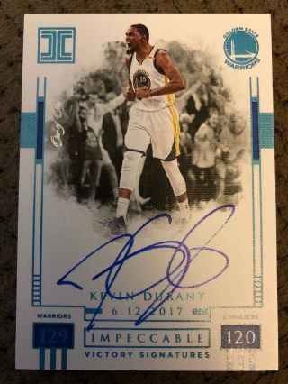2017 - 18 Panini Impeccable Kevin Durant Auto One Of One 1/1 Victory Signatures