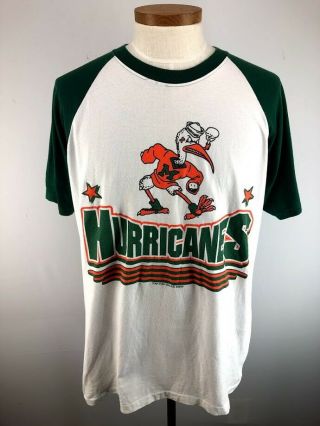 Vintage 90s Miami Hurricanes Two Tone T Shirt Usa Made Adult Xl