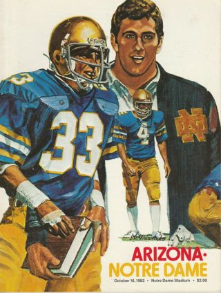 Notre Dame Vs Arizona October 16 1982 Football Signed Program & 2 Ticket Stubs