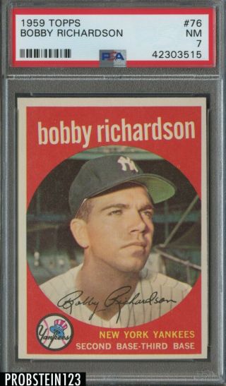 1959 Topps 76 Bobby Richardson York Yankees Psa 7 Nm