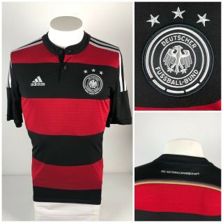 Germany Adidas Mens Small Jersey Away 2014 2015 Red Black World Cup Champion Euc
