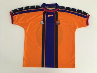 BARCELONA FC 1997/98 Away Football Shirt L Kappa Vintage Soccer Jersey 5 6
