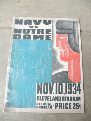 1934 Notre Dame Fighting Irish Vs Navy Midshipmen Football Program At Cleveland