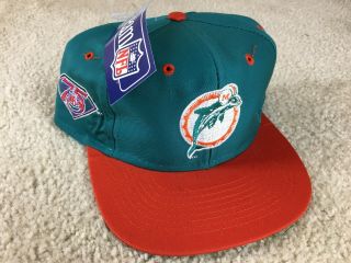 Vintage Miami Dolphins Hat Snapback Cap Nfl 75th Anniversary Logo 7 Football