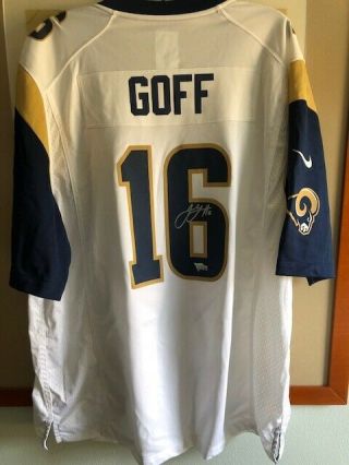 Jared Goff Los Angeles Rams Signed Nike Game White Home Jersey - Fanatics