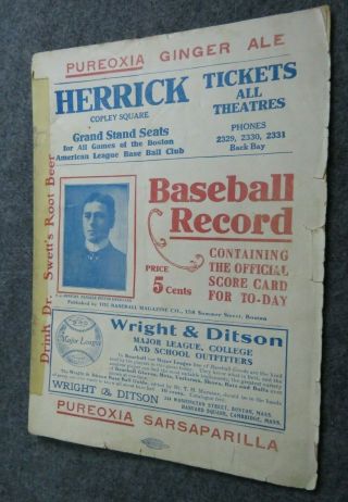 Ebab 1925 Baseball Record 5 Cent Score Card Boston Vs.  St.  Louis