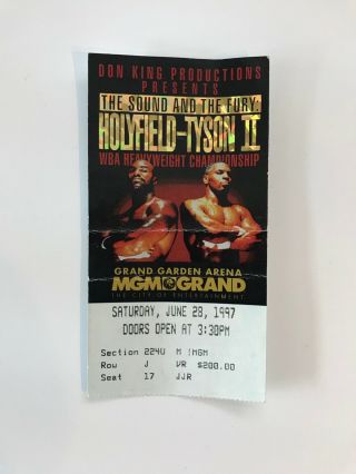 Mike Tyson Vs Evander Holyfield Ii Ticket Stub The Bite Fight June 28 1997 Mgm