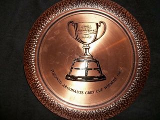 Toronto Argonauts Grey Cup Winners 1983 Cfl Football Copper Tray Argos