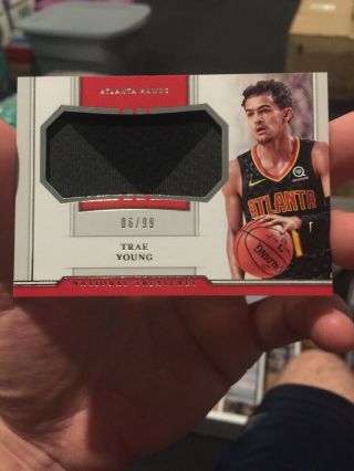 2018 - 19 National Treasures Rookie Jumbo Player - Worn Jersey Trae Young 6/99 