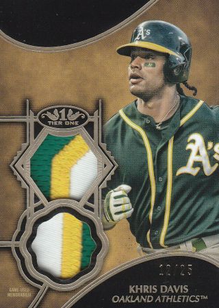 2019 Tier One Dual Game Patch Relic Khris Davis Oakland A 