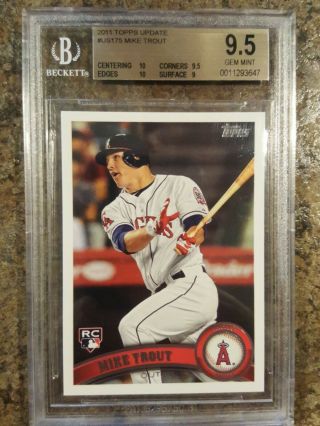 2011 Topps Update Us175 Mike Trout Rookie Baseball Card Bgs 9.  5 Gem Angels